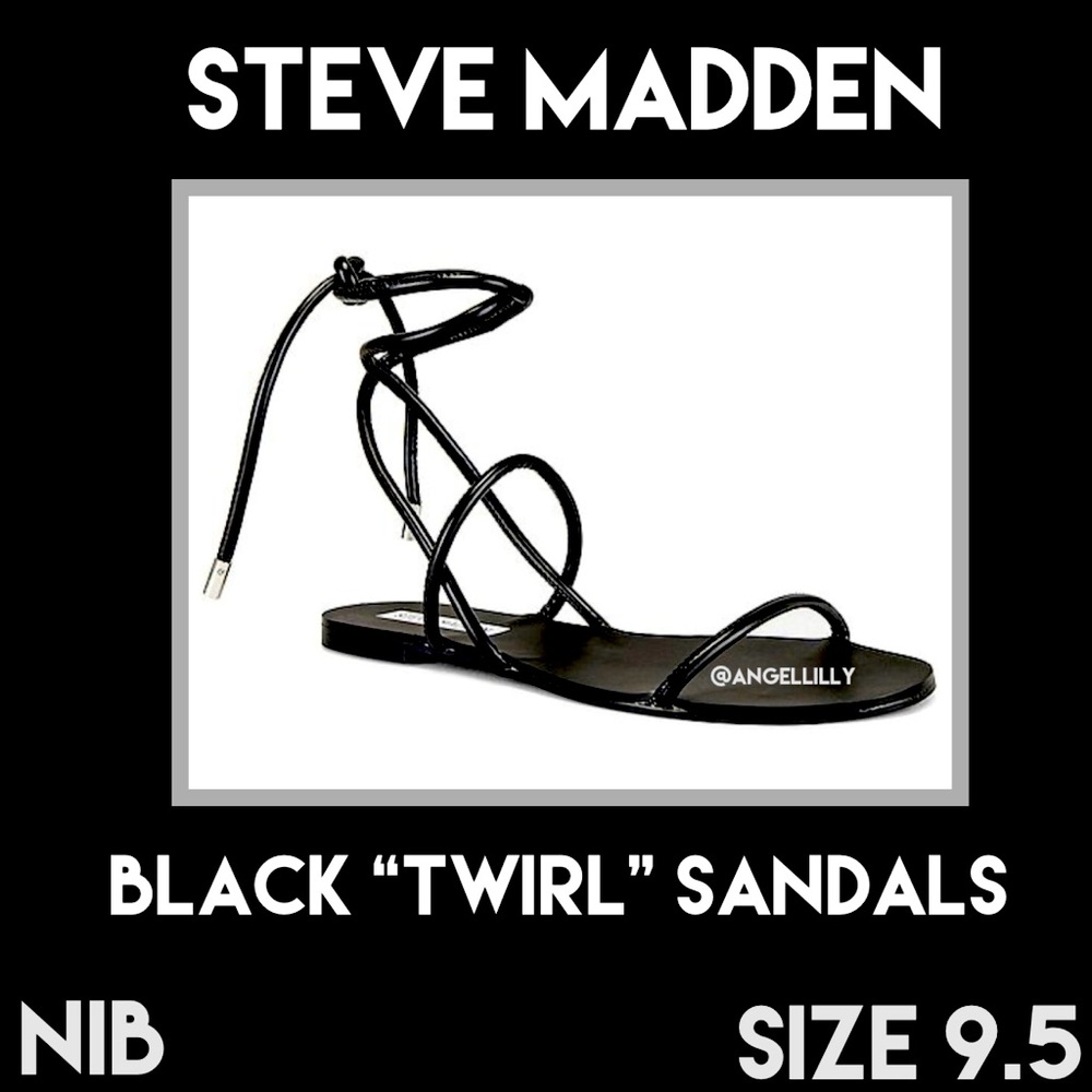 Steve Madden Black “Twirl” Sandals NIB